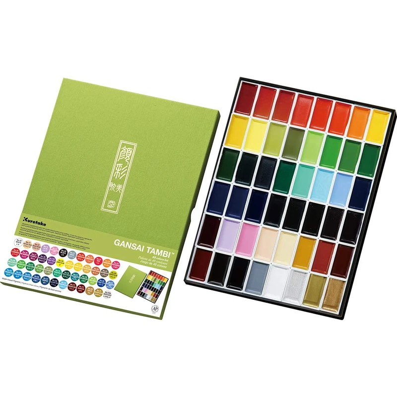 Kuretake ZIG CORPORATION GANSAI TAMBI PKG, Assorted Colors, 48 Colors