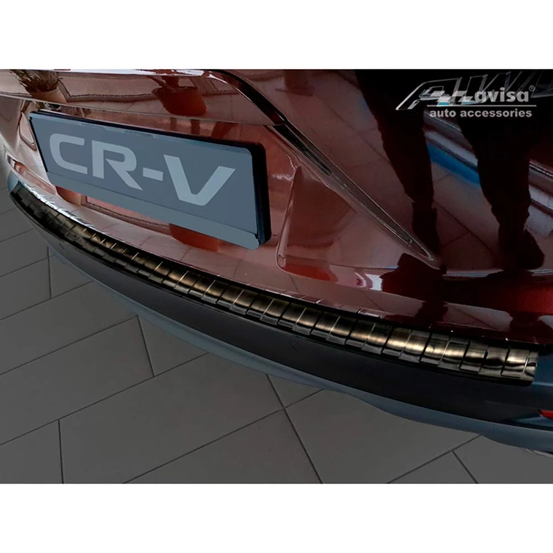 Avisa Black Stainless Steel Rear bumper protector compatible with Honda CR-V (CW) 2018-2023 'Ribs'