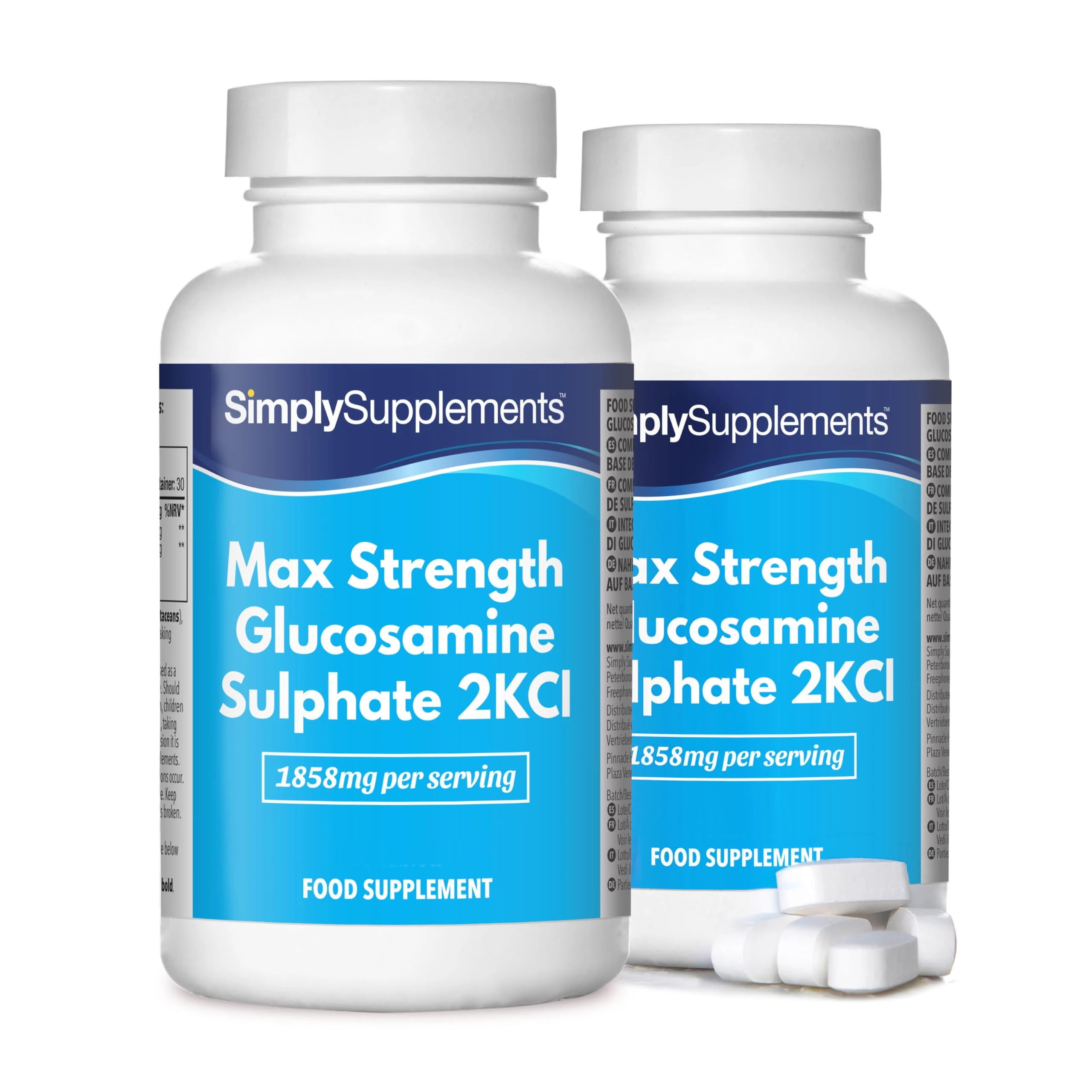 Max Strength Glucosamine Sulphate 2KCl | Supports Active Lifestyles | 1858mg per Serving | Marine Sourced | 120 Tablets = 2 Months’ Supply | Manufactured in The UK in Accordance with GMP Standards
