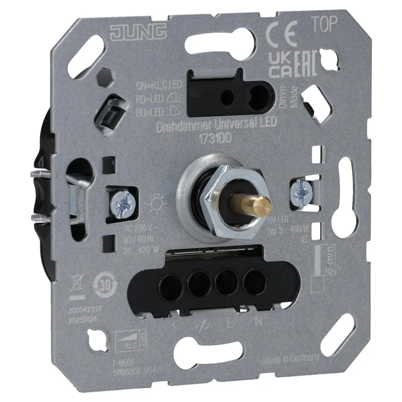 Jung Universal Rotary Dimmer LED, Rotary Switch, ON-OFF-ON Operation, Original Color