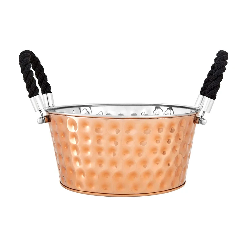 Miressa Party Bucket, Hammered Effect/Rope Handle, Copper Stainless Steel, Large