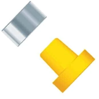 Idex Super Flangeless Ferrule, Yellow ETFE/SS Ring, 1/16inch OD Tubing, 1/4-28 or M6 Flat Bottom; 10/PK