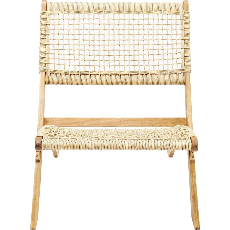 Kare Design Folding Chair Copacabana, Beige, Solid Wood, Foldable, Outdoor, Braided Design, Wooden Chair for Terrace, Balcony Garden, Living Room, 73x78x60 cm (H/W/D) - Image 1
