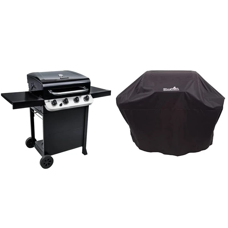 Char-Broil Convective Series 410B - 4 Burner Gas Barbecue Grill, Black Finish with Barbecue Grill Cover, Black
