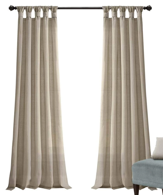 Lush Decor Dark-Linen Burlap Knotted Tab-Top Window Curtain Panel Pair (84" x 45")