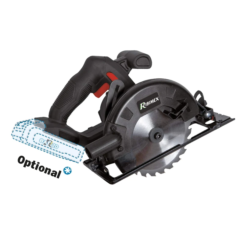 Ribimex PRBAT20/SC165SB Circular Saw 165 mm RBAT20 Battery and Without Charger, Red and Black