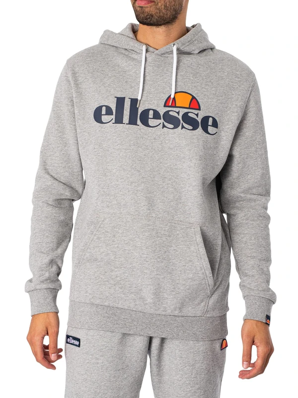 ellesse Men's SL Gottero Pullover Hoodie, Grey Marl, S