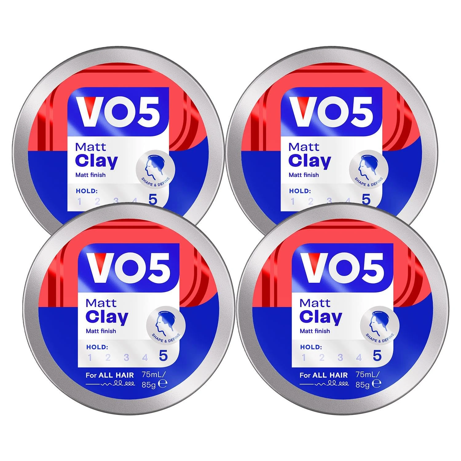 VO5 Extreme Style Matt Clay Extra Hold For Sculpted Texture And Choppy Matt Finish All Day Hold, 75 ml (Pack Of 4)