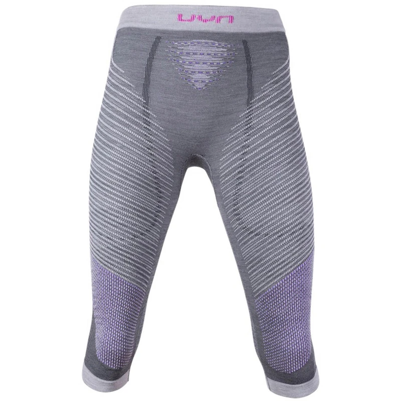 UYN Underwear Lady Fusyon Baselayer Pants Three Quarter Thermal Compression Trousers - Anthracite/Purple/Pink, Small/Medium