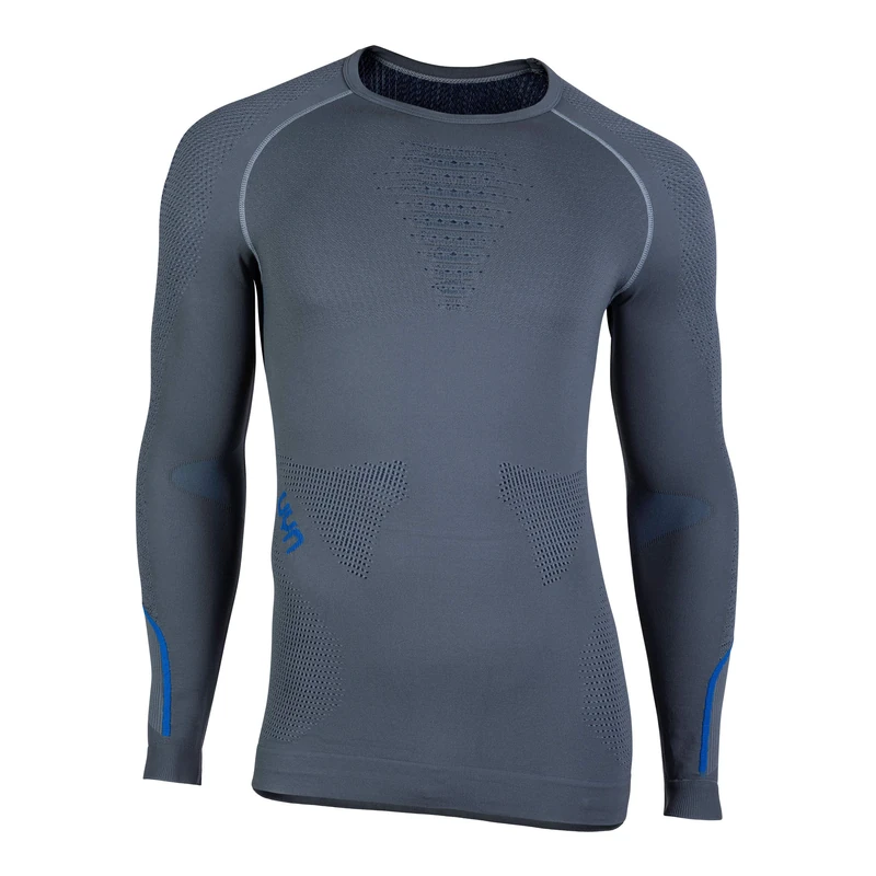 UYN Ambityon Thermal Compression Shirt - Three Quarter Grey/Blue/Royal Blue, Small/Medium