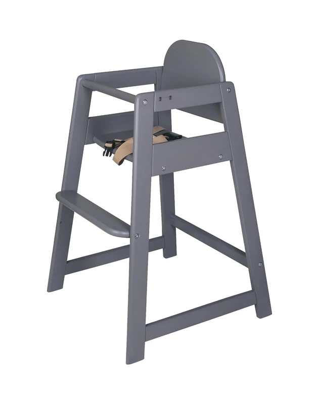 Safetots Simply Stackable Wooden High Chair, Grey, Highchair for Baby and Toddler, Stylish and Practical, Baby Highchair for Your Home or Space Saving High Chair for Restaurant