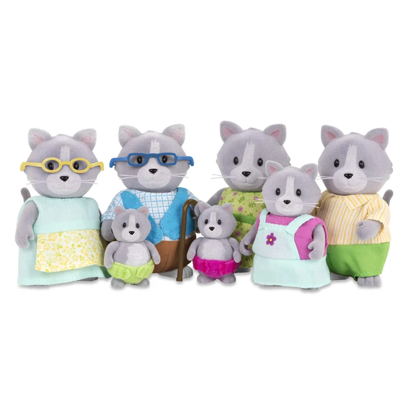 Li'l Woodzeez – The Daintypaw Cats – Collectible Toy Cat Figurines – Set of 7 Posable Animal Figures – Pretend Play Playset for Kids – Ages 3 Years and Up for Animal Lovers