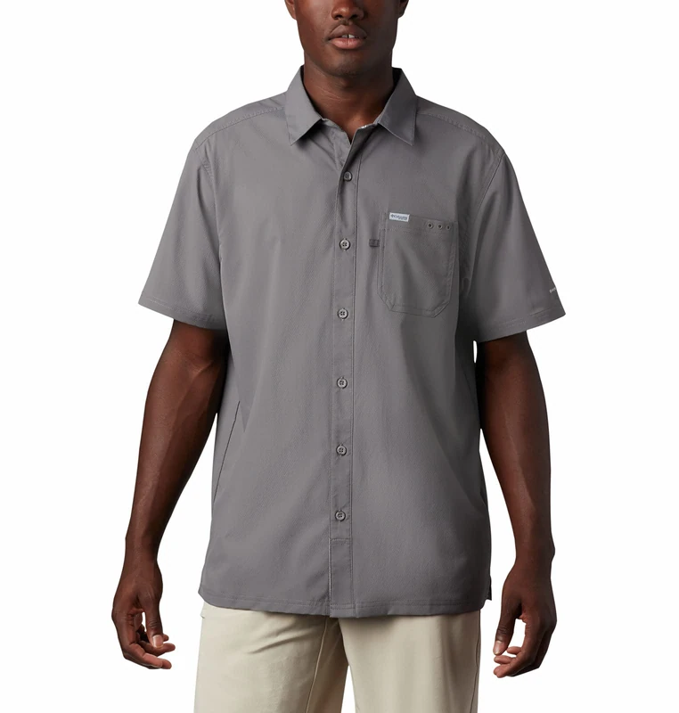 Columbia Men's Slack Tide Camp Shirt, Short Sleeve Shirt, City Grey, XX-Large