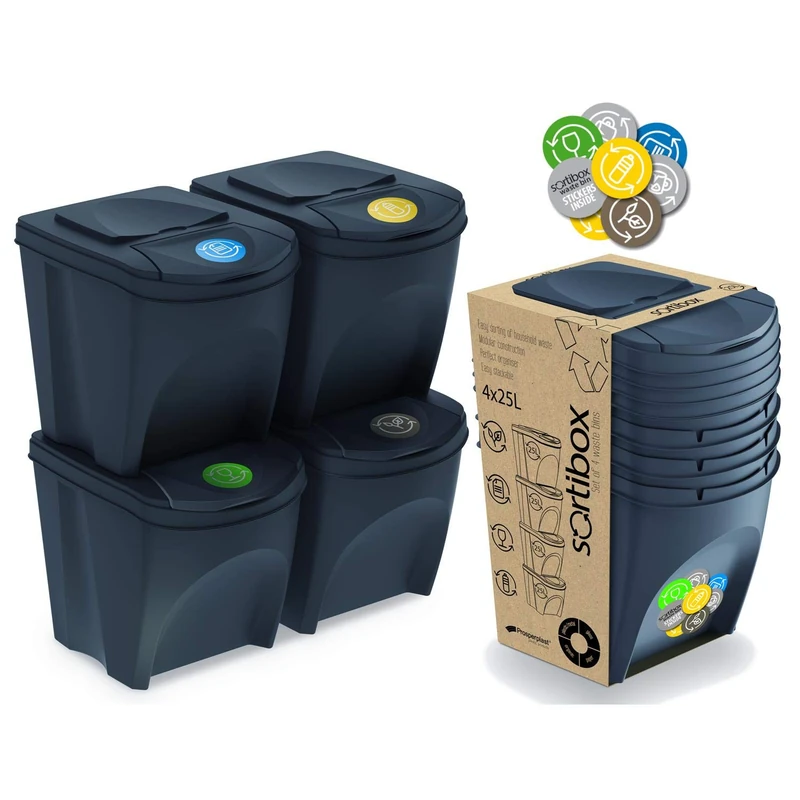 Sortibox Prosperplast 4 x 20 L Waste Separation System Waste Bin grey (Charcoal)