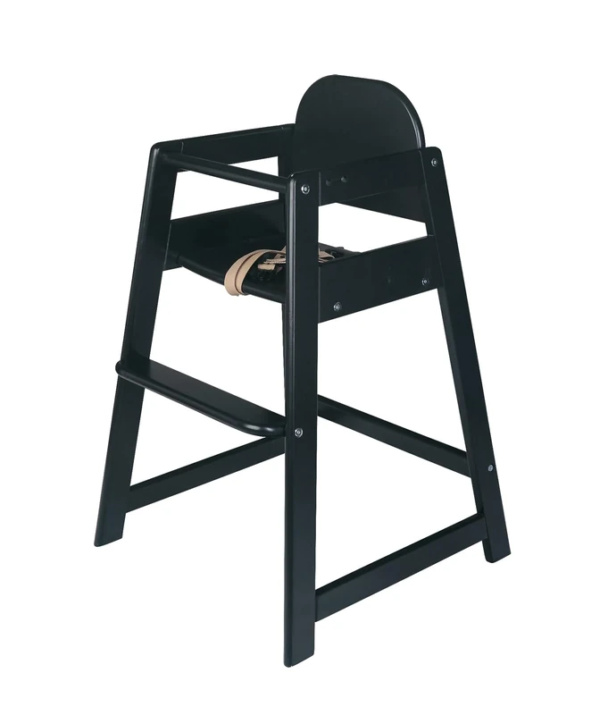 Safetots Simply Stackable Wooden High Chair, Black, Highchair for Baby and Toddler, Stylish and Practical, Baby Highchair for Your Home or Space Saving High Chair for Restaurant