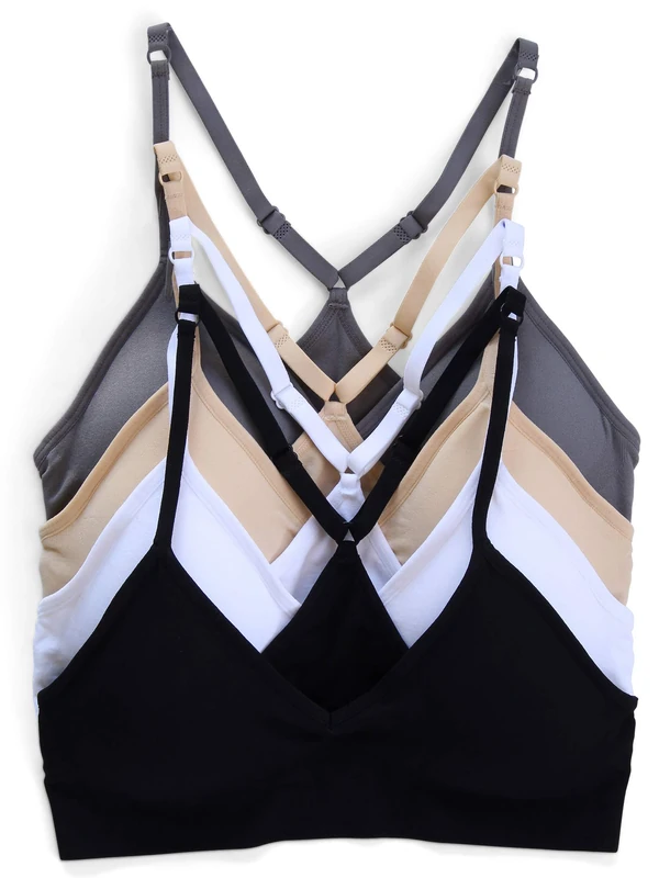 Kalon 4 Pack Racerback Sports Bralette V Neck for Women - - S