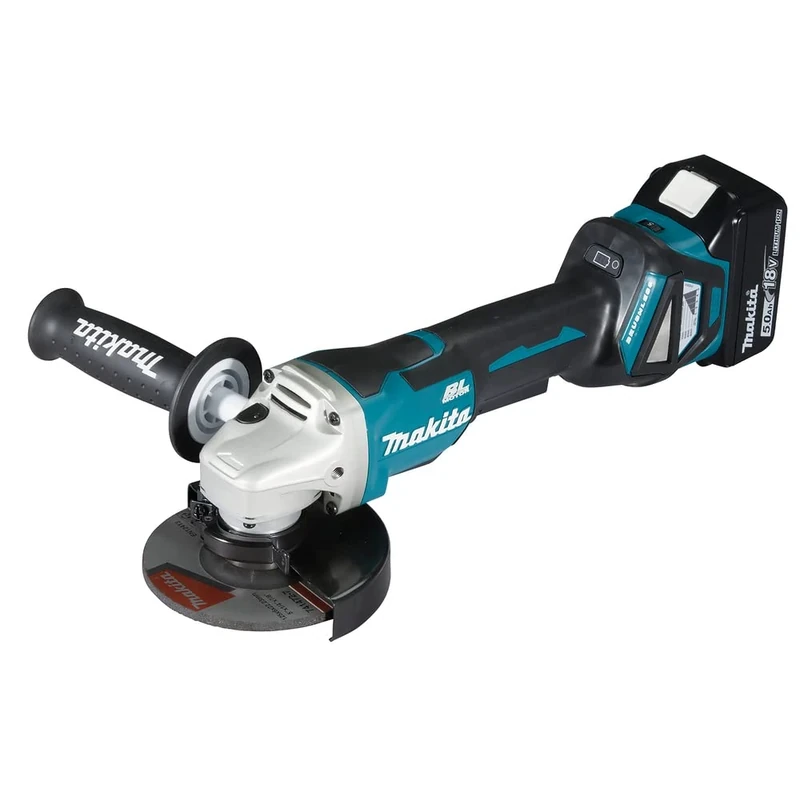Makita DGA515RTJ Cordless Angle Grinder 18 V with Paddle Switch / 5.0 Ah, 2 Batteries + Charger in Makpac