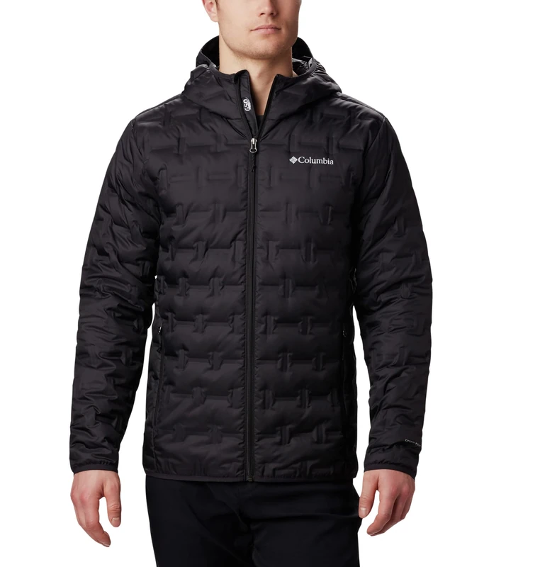 Columbia Men's Delta Ridge Down Hooded Jacket, Hooded Puffer Down Jacket, Black, Size XXL
