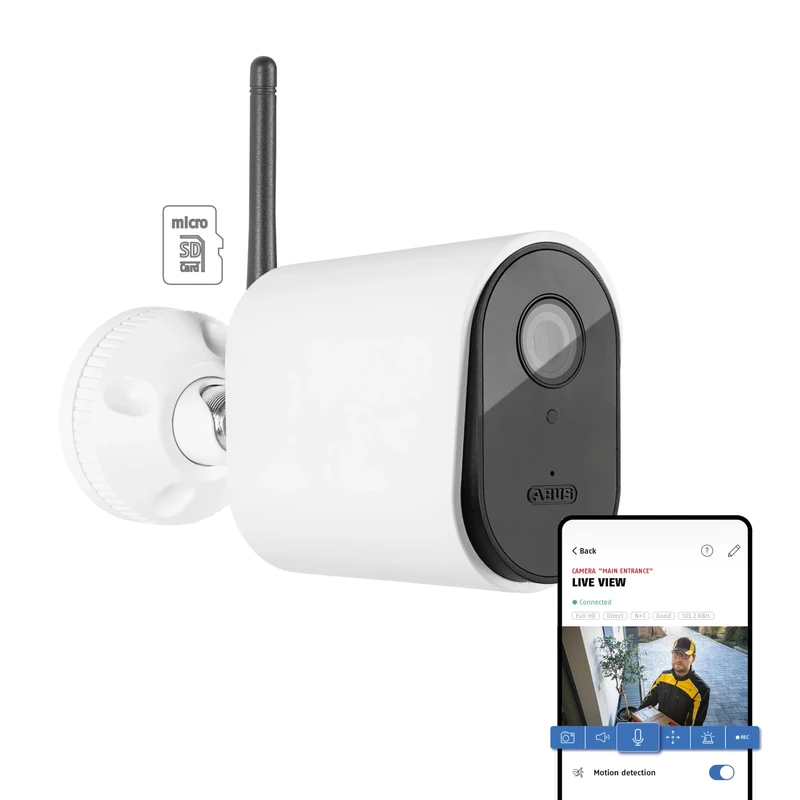 ABUS SmartLook - Surveillance camera with motion detection, object detection, 4K recording, push notifications, night vision, microphone, memory card, privacy masking & app