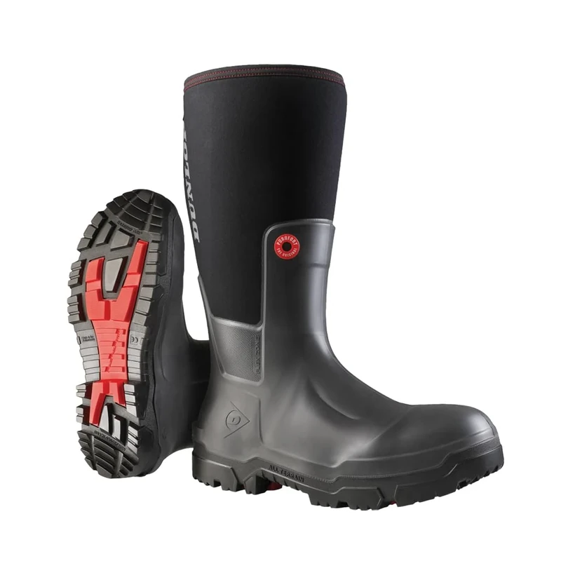 DUNLOP Snugboot Pioneer - Unisex Knee High Purotex Waterproof Multi-Purpose Rain Boots, Charcoal, Chemical and Slip Resistant Breathable Work Wellies for Outdoor, Farm and Gardening - EU47, UK12