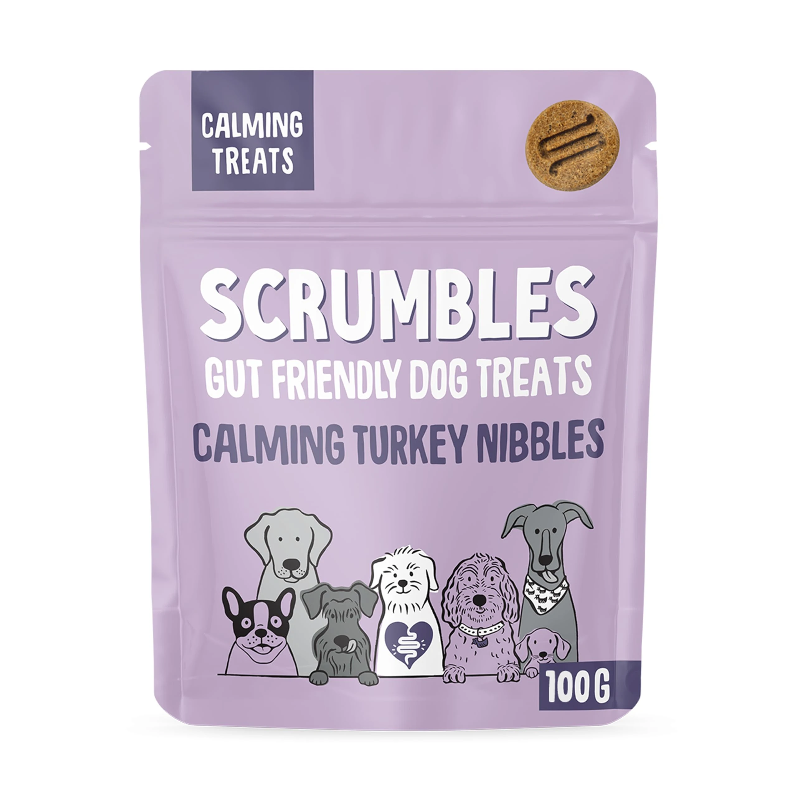 Scrumbles Nibbles, 100% Natural, Calming Dog Treats, Grain Free Turkey Training Treats, 100g pouch
