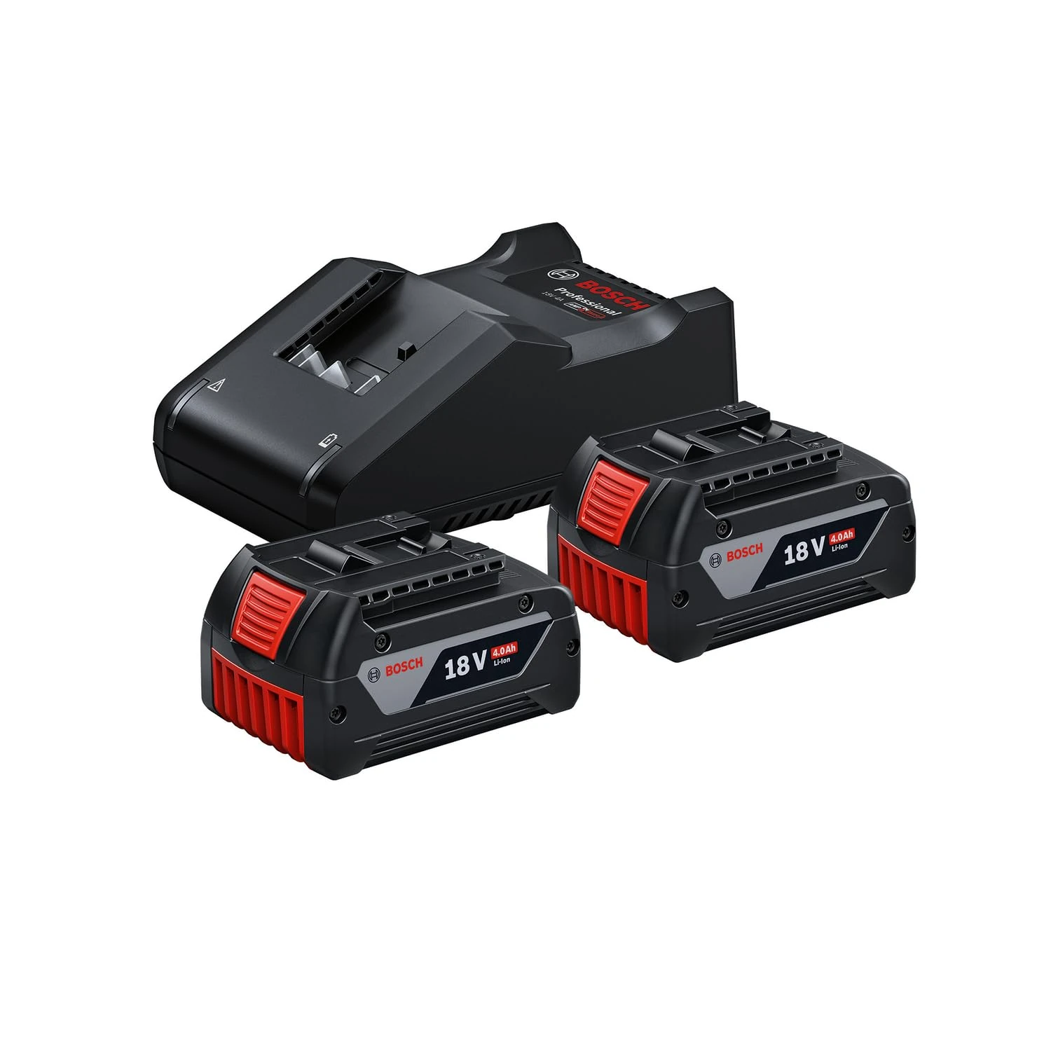 Bosch Professional 18V System rechargeable battery starter set (2 x 4.0 Ah rechargeable battery plus GAL 18V-40 charger, in carton)