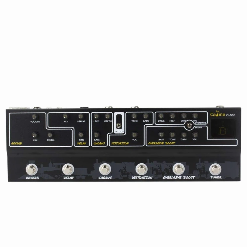 Caline C-300 Multi Effects Pedal with Reverb Delay Chorus Distortion Boost and Tuner