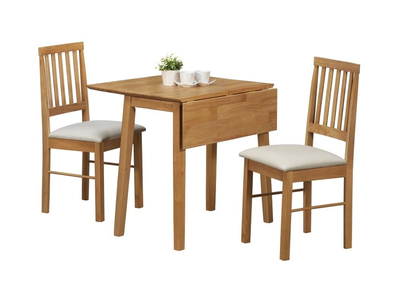 DROP LEAF DINING SET OAK COLOUR FINISH - Image 1