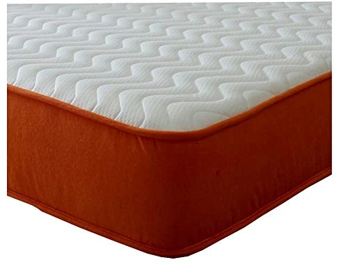 eXtreme comfort ltd Orange Sevilla Wave 8" Deep Comfort Pads with Open Coil Spring Mattress, 2ft6 Small Single, 75CM by 190CM, 2ft6 by 6ft3