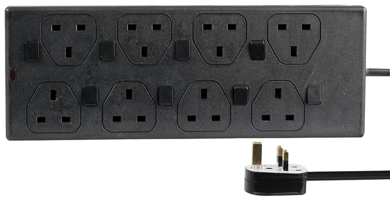 Pro Elec PEL00046 8 Way Individually Switched Extension Lead, Black, 3m