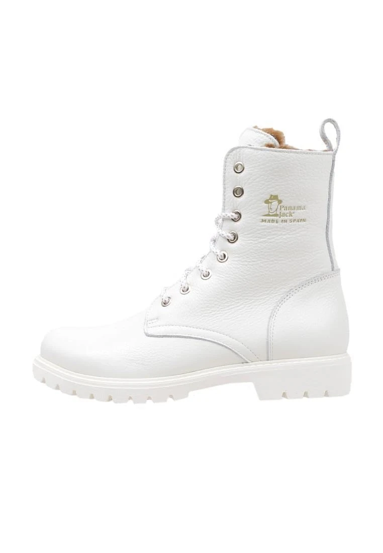 Panama Jack Women's frisia Combat Boot, White, 8 UK