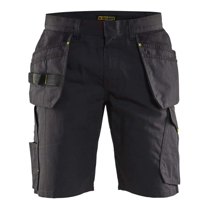 Blaklader 149413309933C62 Service Shorts with Nail Pockets, Black/Yellow, Size C62