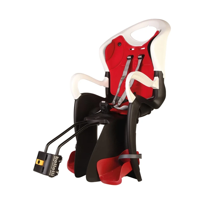b bellelli Tiger - Rear Bicycle Seat - for Children Up to 22 kg, from 3 to 8 years - Fixed to frame - White and Red