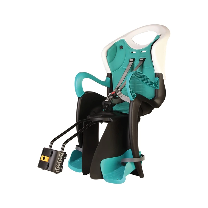 Bellelli Child Rear Bicycle Seat TIGER (up to 22 kg) Standard Multifix For Bike Frames (White/Turquoise)