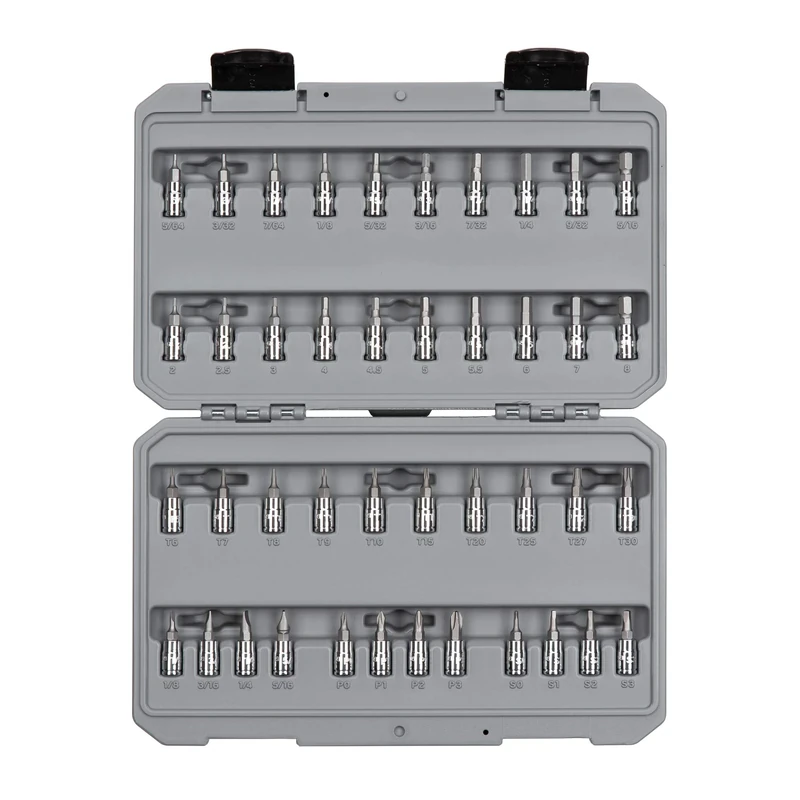 TEKTON 1/4 Inch Drive Hex, Torx, Phillips, Slotted, Square Bit Socket Set (42-Piece) | SHB90301