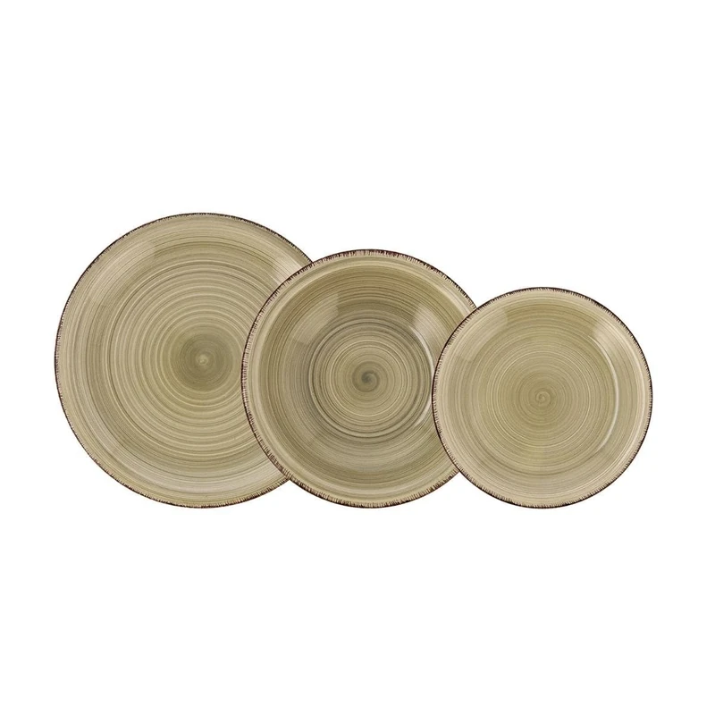 Quid Vita Natura Ceramic Dinnerware Set, 18 Pieces – 6 People, Green