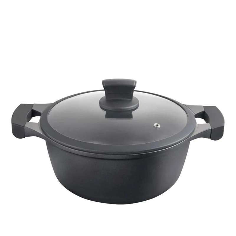 Metaltex XPERT Cast Aluminium Cooking Pot 28 cm Non-Stick ILAG 3 Layers Full Induction Suitable for All Hobs Aluminium Black 28 cm