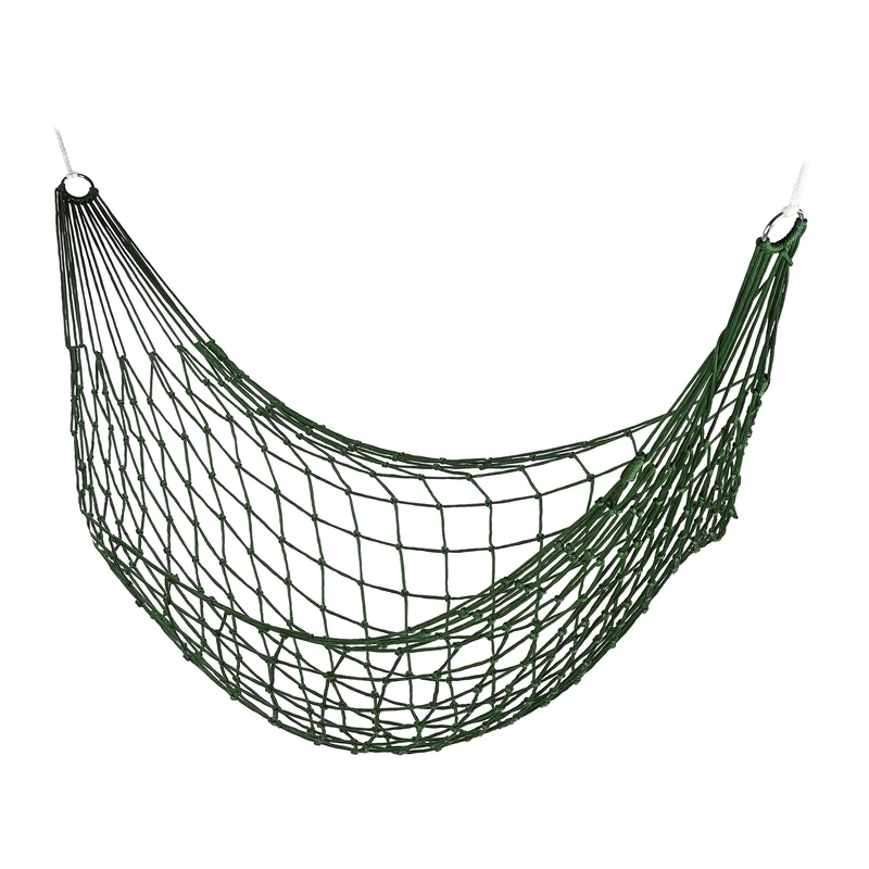 Relaxdays Net Hammock, Garden Hammock For 1 Person, Camping; Light-weight, For In- & Outdoor Use, For Storage, Green
