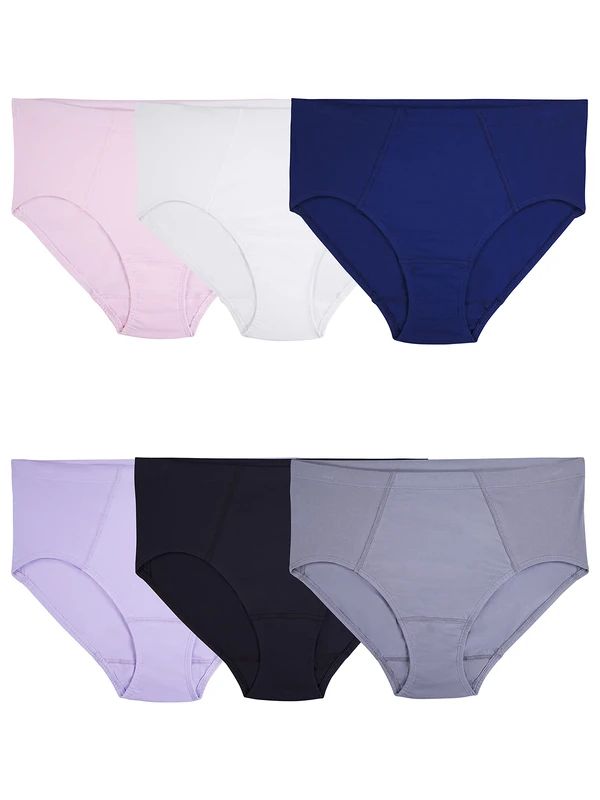 Fruit of the Loom Women's Plus Size Underwear, Designed Curves, Brief-Flexible Fit-Assorted, 10 (Pack of 6)
