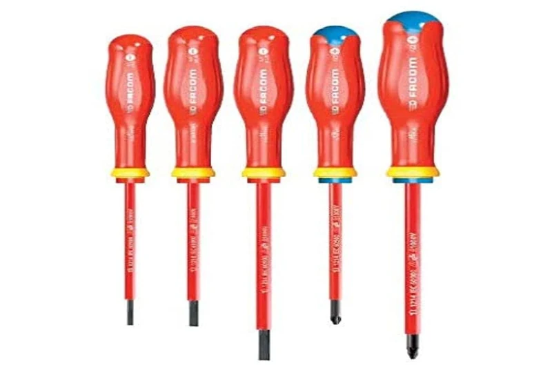 Facom ATP.J5VE Set of 5 PROTWIST® SCREWDRIVERS 1000 Volts insulated for PHILLIPS® screws & for slotted screws