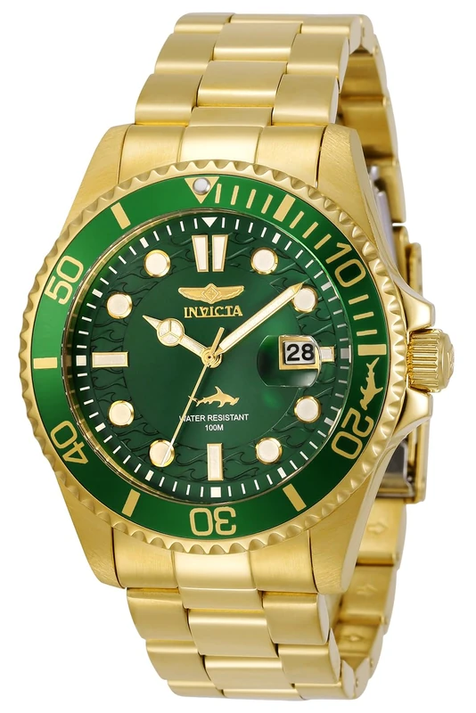 Invicta Pro Diver 30027 Men's Watch - Waterproof - Analogue - Quartz Movement - Stainless Steel with Green dial - 43mm
