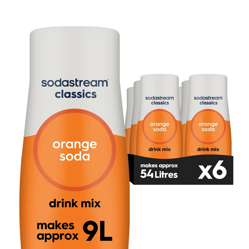 SodaStream Flavours Orange Mix, Fizzy Drink Maker Concentrate with Natural Fruit Flavouring, Aspartame Free SodaStream Syrup, Fizzy Orange Sparkling Water Flavouring - 6x 440ml Multi Pack