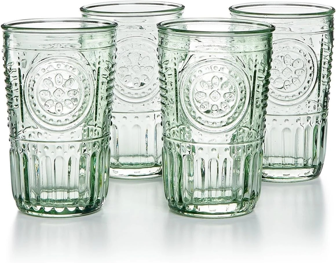 Bormioli Rocco 090802 Romantic Pack of 4 Glasses, Glass, Green, cl 34