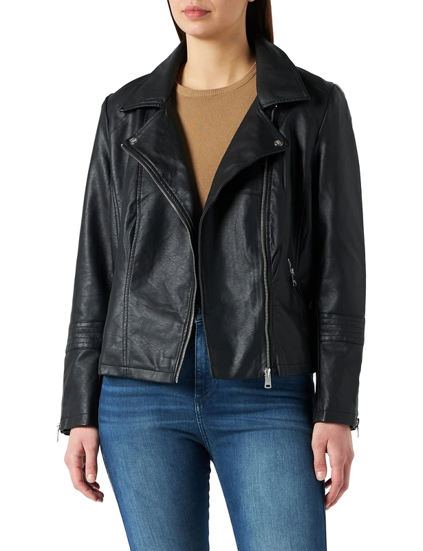 ONLY Carmakoma NOS Women's Caremmy Faux Leather Biker Noos Jacket, Black (Black Black), 26 (Manufacturer size: 54) - Image 1