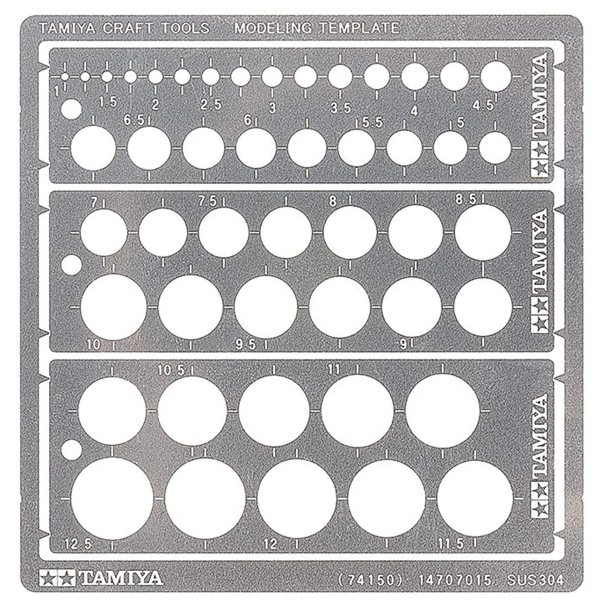 Tamiya 74150-Stencil, Polyethylene (3) 1-12.5 mm, Model Making, DIY, Accessories, 300074150, 74150-000