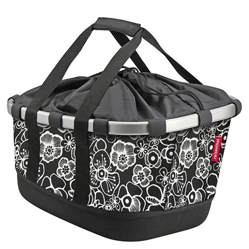 KLICKfix Unisex – Adults' Bikebasket Bicycle Basket, Fleur Black, Dimensions: 33 x 27 x 42 cm