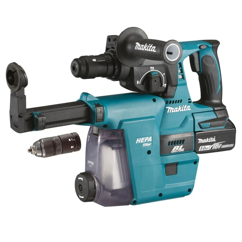 Makita Battery Combination Hammer for SDS-Plus 18 V / 5.0 Ah, 2 Batteries + Charger in Makpac
