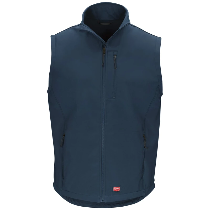 Red Kap Men's Softshell Vest Work Utility Outerwear, Navy, Medium