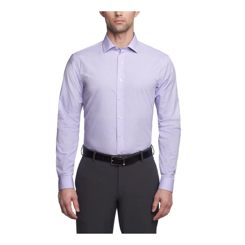 Kenneth Cole Men's Dress Shirt Slim Fit Check, Tulip, 15"-15.5" Neck 34"-35" Sleeve