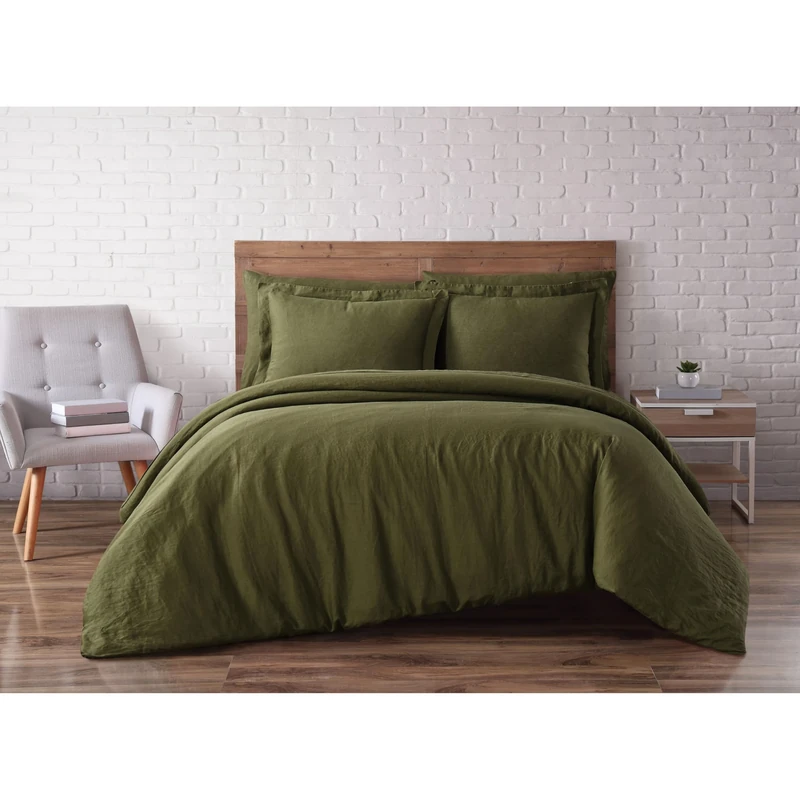 Brooklyn Loom Duvet Set, Olive Green, Queen